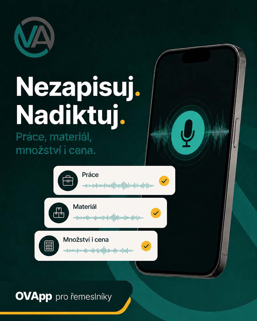 Banner OVApp k hlasovému záznamu práce a materiálu