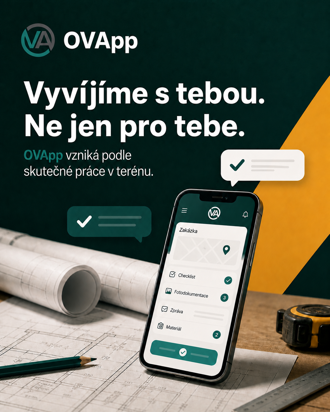 Banner OVApp o vývoji aplikace podle práce v terénu